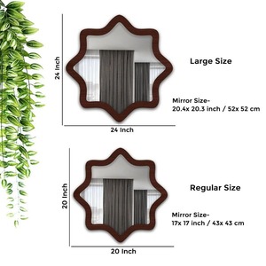 New design Star shape wooden brown color <b>wall</b> <b>mirror</b> customized size colors available for living room dining room entryway - Product Image 4