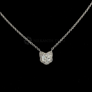 Exquis 1.0Ct Cat Face Lab Grown Diamond Halo Pendentif en or massif 10K 14K 18K Pendentif en diamant étincelant Cadeau pour son cadeau - Product Image 1