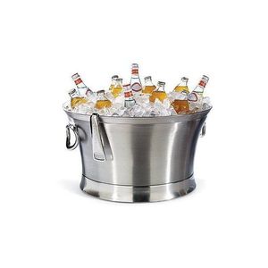 Silver Oval Beverage Tub 5 Litre Steel Wine <b>Ice</b> <b>Bucket</b> with Side Loop Handles for Party Bar <b>Table</b> Drink Chiller - Product Image 4