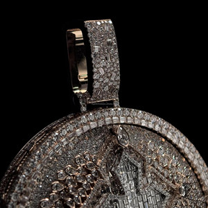 Pendentif Géométrique en Moissanite CHO, Sertissage Pavé Rose, Charme de Luxe Thème, Cadeau Unisexe - Product Image 2