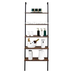 Libreria Industriale a 5 Ripiani con Scala Aperta, 60 cm L x 30 cm P x 180 cm H, Scaffale a Muro con Struttura in Metallo - Product Image 6