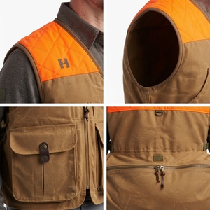Gilet de chasse haut de gamme pour homme en toile de coton cirée 12 oz, hydrofuge, coupe-vent, respirant, durable, en cuir, pour adultes - Product Image 4