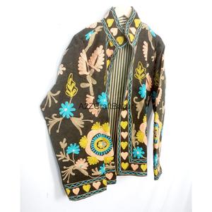 Veste Cotrise brodée à la main, col mandarin, design vintage, écologique, séchage rapide, respirante, doublure en coton, printemps automne - Product Image 5
