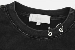 Camisetas Vintage de Algodón 100% Estilo Hip Hop con Lavado Ácido Negro y Logotipo Personalizado al por Mayor - Product Image 2