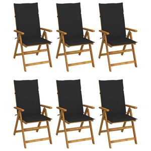 Ensemble de 6 chaises de jardin en bois d'acacia massif noir, taille moyenne, au design élégant - Product Image 1