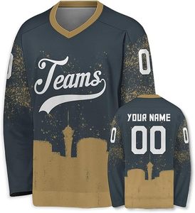 Ropa de Hockey sobre Hielo Personalizada para Hombre, Cuello Redondo, Manga Larga, Malla Sublimada Transpirable, Logotipo Frontal, Talla Adulto - Product Image 4