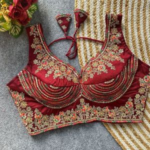 Blouse de soirée élégante et design en soie italienne avec perles, jari et paillettes faits à la main, prix de gros par Royal Export - Product Image 5