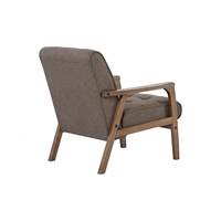 Canapé individuel moderne NUHOOM en chêne massif malaisien, rembourré en tissu, style mid-century, confortable, durable, avec dossier capitonné pour salon
