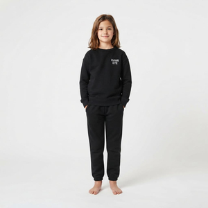 Conjunto Deportivo de Algodón Negro a la Moda para Niños, Sudadera de Cuello Redondo, Pantalones Jogger, Ropa Casual, Proveedor de Ropa Urbana - Product Image 3