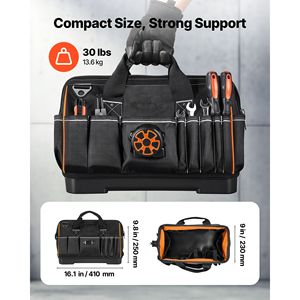 Borsa Porta Attrezzi Grande da 16,1 Pollici con 33 Tasche, Base Resistente all'Acqua, Cerniera e Manici Regolabili - Product Image 3