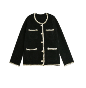 Women's Wool Acrylic <b>Cardigan</b> Elegant Solid Color Full Sleeve Button Up Winter <b>Thick</b> Knitted Short Coat With Pockets - Product Image 6