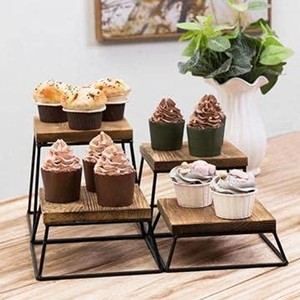 Juego de Soportes Cuadrados para Cupcakes de Madera de Mango, 4 Piezas, Soporte Moderno para Pasteles de Madera, Venta al por Mayor - Product Image 1