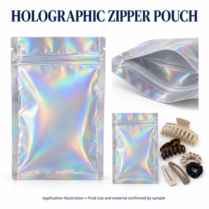 Custom <b>Holographic</b> Zipper Pouches for Hair Accessories Retail Display Resealable Packaging Vietnam - Product Image 1
