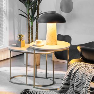 Set di Tavolini da Caffè Moderni con Effetto Marmo e Design Impilabile - Product Image 3