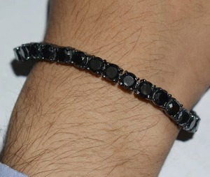 Bracelet tennis en diamant noir de 5 mm en or noir, diamants certifiés, unisexe, cadeau pour partenaire, offre spéciale avec clous en diamant offerts - Product Image 1