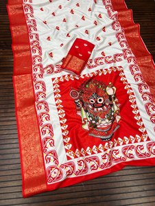 Durga Pooja Special Banarasi Indian Designer <b>Saree</b> Collection Premium Traditional Ethnic Pure Lichi Silk Wedding & Party Wear - Product Image 1