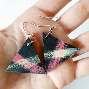 Eco Friendly Handmade <b>Black</b> Triangle Wooden Dangle <b>Earring</b> Stylish Fashion Jewellery <b>for</b> <b>Women</b> Daily Outing At Best Market Price - Product Image 1