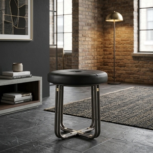 Taburete Moderno, Portátil, Ligero y Compacto de Acero Inoxidable con Tapicería de Cuero, Acabado Duradero, Decoración Minimalista para Apartamentos - Product Image 6