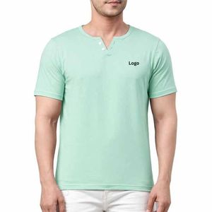Camisetas Personalizadas de Alta Calidad 100% Algodón de Manga Corta para Hombre, Lisas, de Secado Rápido, Transpirables, Cuello en V, Servicio OEM - Product Image 6