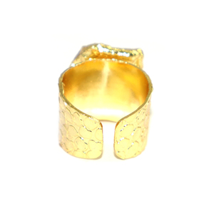 Royal Fashion 24k Gold Plated Brass Cocktail Broad Band <b>Ring</b> Natural Rose <b>Quartz</b> Big Nugget Women Girls Jewelry Wholesale Bulk - Product Image 3