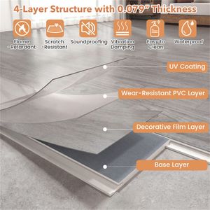 48-Pack Wood Look Vinyl Plank <b>Flooring</b> 36 Sq.Ft Waterproof 8mm Thick PVC <b>Tiles</b> Smooth Gray Home Basement <b>Tiles</b> Easy <b>Interlocking</b> - Product Image 3