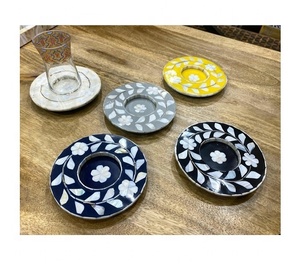 Nouveau design vintage rond, sous-verre en bois avec incrustation de nacre, taille personnalisable, décoration de table - Product Image 3