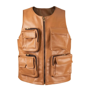 High Quality Unique Style Sheepskin SleeveLess <b>Leather</b> Vest <b>Jacket</b> For Men Style <b>Real</b> <b>Leather</b> <b>Jacket</b> - Product Image 1