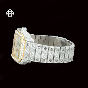 Montre-bracelet à quartz de luxe pour homme, en acier inoxydable, avec cadran carré en verre, incrusté de moissanite, chiffres romains, 20 mm – Meilleures ventes - Product Image 4