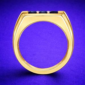 Anillo de Boda, Compromiso o Aniversario para Hombre, Clásico, con Tres Piedras de Moissanita, Plata de Ley 925 - Product Image 2