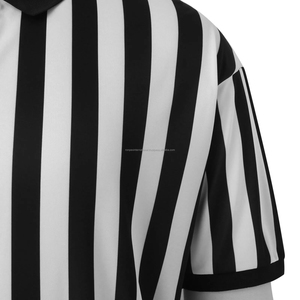 Maillot d'arbitre officiel personnalisé pour homme, noir et blanc rayé, avec fermeture éclair, uniforme pour le football, le basketball, le soccer, 100% polyester - Product Image 6