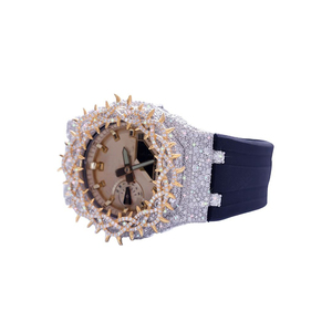Montre mécanique Moissanite avec boîtier en acier inoxydable, bracelet en caoutchouc, cadran analogique, affichage de la date pour homme, tenue décontractée ou de soirée - Product Image 4
