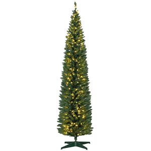 Albero di Natale Artificiale Sottile da 2,4 m con Rami Realistici e Luci LED Bianche Calde, Albero Verde a Forma di Matita - Product Image 1