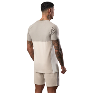 Vêtements de sport personnalisés pour hommes, beige uni, séchage rapide, été, doux, respirant, coton, athlétique, gym, entraînement, fitness, décontracté - Product Image 2