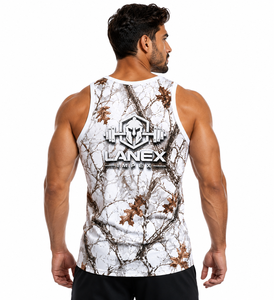 Custom Men's Snow Camo Gym Tank Top Sublimation Fitness Stringer Vest Bodybuilding Sleeveless Workout Training Sports Apparel - Product Image 4