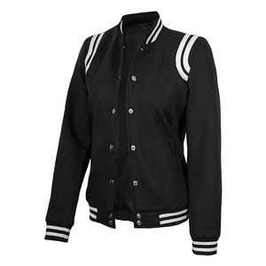 แจ็คเก็ตวาร์ซิตี้ผู้หญิง น้ำหนักเบา ผ้าฟลีซนุ่ม สไตล์เบสบอลสำหรับนักเรียนมัธยมปลาย แจ็คเก็ตบอมเบอร์ผู้หญิง สไตล์ลำลอง เสื้อคลุมทันสมัย - Product Image 4