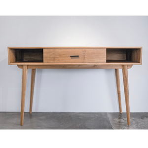 Mesa Consola Aria de Madera de Teca Sólida con Acabado Natural y Cajón con Tirador Metálico para Entrada - Product Image 2