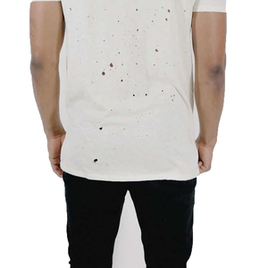T-shirt blanc oversize pour homme, effet usé, manches courtes, col rond, vintage, 100% coton jersey, couleur unie, respirant, écologique - Product Image 6
