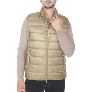 Chaleco Acolchado Ligero Color Beige Champán para Hombre, Cuello Alto, Cierre Frontal con Cremallera, Sin Mangas, para Invierno, Venta al Por Mayor Directa - Product Image 3