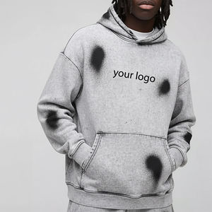 Sudadera con capucha OEM transpirable, lavada al ácido, estilo desgastado, gruesa, para invierno, holgada y elegante para hombre - Product Image 3