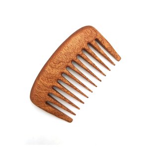 Peigne de poche artisanal intemporel en bois de séquoia – Démêloir naturel à dents larges pour cheveux bouclés, toucher agréable - Product Image 2