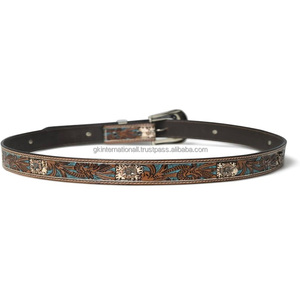 Cinturón Unisex Clásico de Cuero Genuino Argentino de Primera Calidad, Diseño Múltiple, Hecho a Mano, con Cuentas, Estilo Occidental, Ancho de 40 mm, Personalizable - Product Image 1