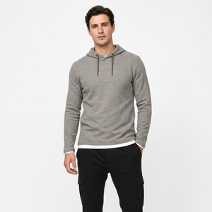 Ensemble de survêtement décontracté pour homme, sweat à capuche gris à demi-zip avec cordon de serrage et pantalon cargo noir, couleur unie, manches longues, pour l'automne - Product Image 4
