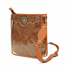 Sac bandoulière transparent avec rabat en cuir fleuri, sac à rabat en cuir, sac fleuri en cuir, sac bandoulière pour femme de haute qualité - Product Image 4