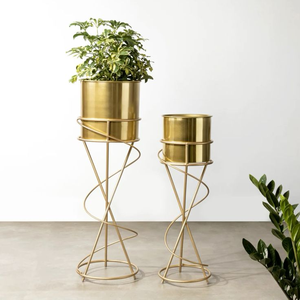 Modern Iron Eco-Friendly Planter <b>Stand</b> Set <b>Tall</b> Floor Standing Flower Pot Minimal Frame Design Indoor Outdoor Home Office - Product Image 2