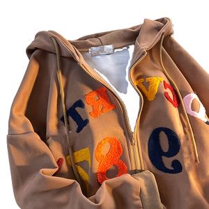 Personalizado Retro Vintage Zip Hoodie Streetwear Star Graphics Print 100% algodón bordado sudaderas invierno 3D patrón pantalones de chándal - Product Image 2