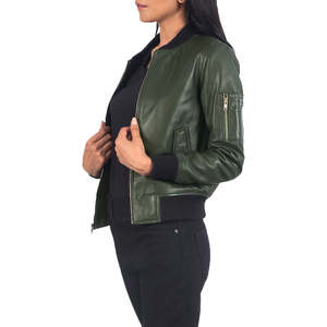 Chaqueta de moto para mujer, cuero premium, puños acanalados, cierre frontal con cremallera, estilo casual urbano, OEM ODM, venta al por mayor, chaqueta con puños con cremallera - Product Image 6