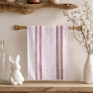 Serviettes de cuisine rayées teintes en fil, qualité supérieure, 100% coton OEM, ensembles de serviettes de cuisine personnalisées - Product Image 6