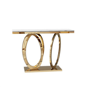 Mesa Consola Vintage con Tapa de Mármol Lacado Blanco y Patas Geométricas de Latón Pulido, Mueble de Acento de 2 Niveles para Pasillo a Bajo Precio - Product Image 6