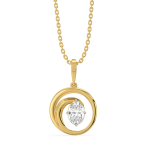 Collar Clásico con Colgante de Diamante en Oro, Corte Brillante Redondo, Cadena de Caja, Unisex, para Uso Diario - Product Image 1