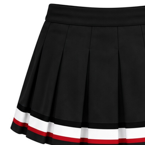 <b>Black</b> Red Sublimated Cheer Panel <b>Skirt</b> <b>Pleated</b> Athletic Team Sports Uniform Bottoms Performance Training Wear Competition - Product Image 4